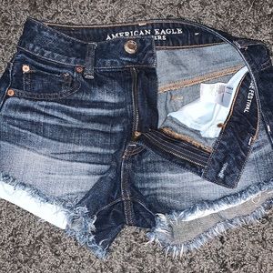 American Eagle high rise dark wash  jean shorts